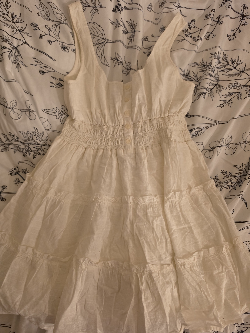 Urban Outfitters Cream Ruffled Tier Dress